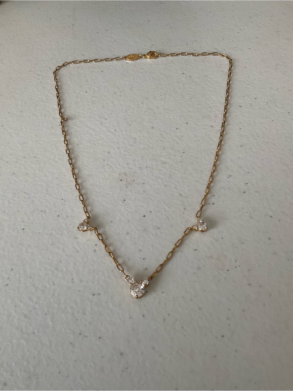 Disney Mickey Mouse Gold Trio Necklace with Clear Crystals
